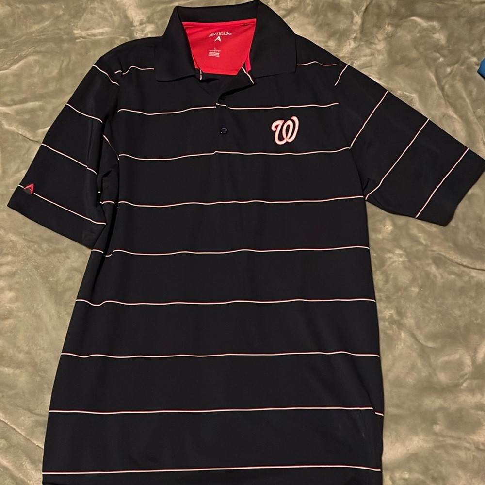 Washington Nationals Men’s navy striped polo